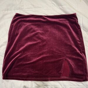 Pink Lily Velvet Mini Skirt in Deep Red